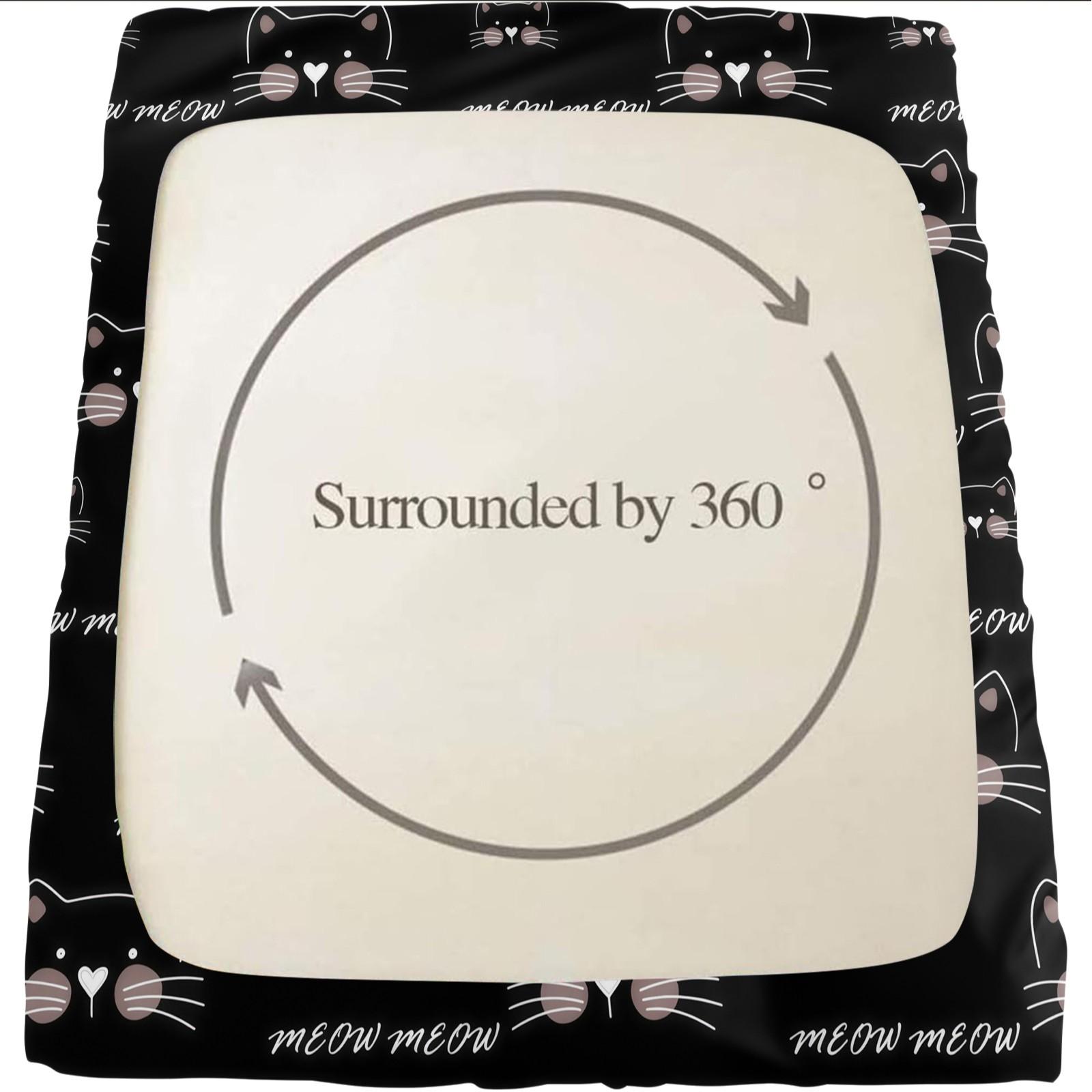 3 Piece Cute Cartoon Cat Fitted Sheet Set, 1 Fitted Sheet + 2 Pillowcases, Soft Skin-Friendly Kawaii Cat Meow Print Bedding, Ideal Gift for Cat Lovers Women Girls Teens Kids