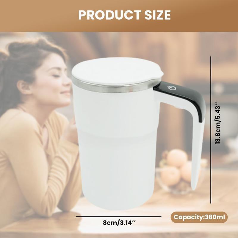 Electric Self-Stirring Coffee Mug – Rechargeable Magnetic Stirring Cup with LCD Thermometer, Auto Mixing for Milk/Cocoa/Protein Shakes, 304 Stainless Steel Double-Wall Insulated, Leak-Proof Travel Mug for Office Kitchen, Smart Gift for Coffee Lovers