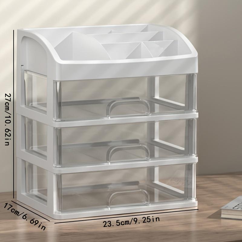 New multi-layer desktop with drawer storage box, small cosmetic storage box, stationery storage box, desktop storage box, office storage, multi-functional storage box, display stand, transparent multi-layer storage rack, Storage Drawer Platform