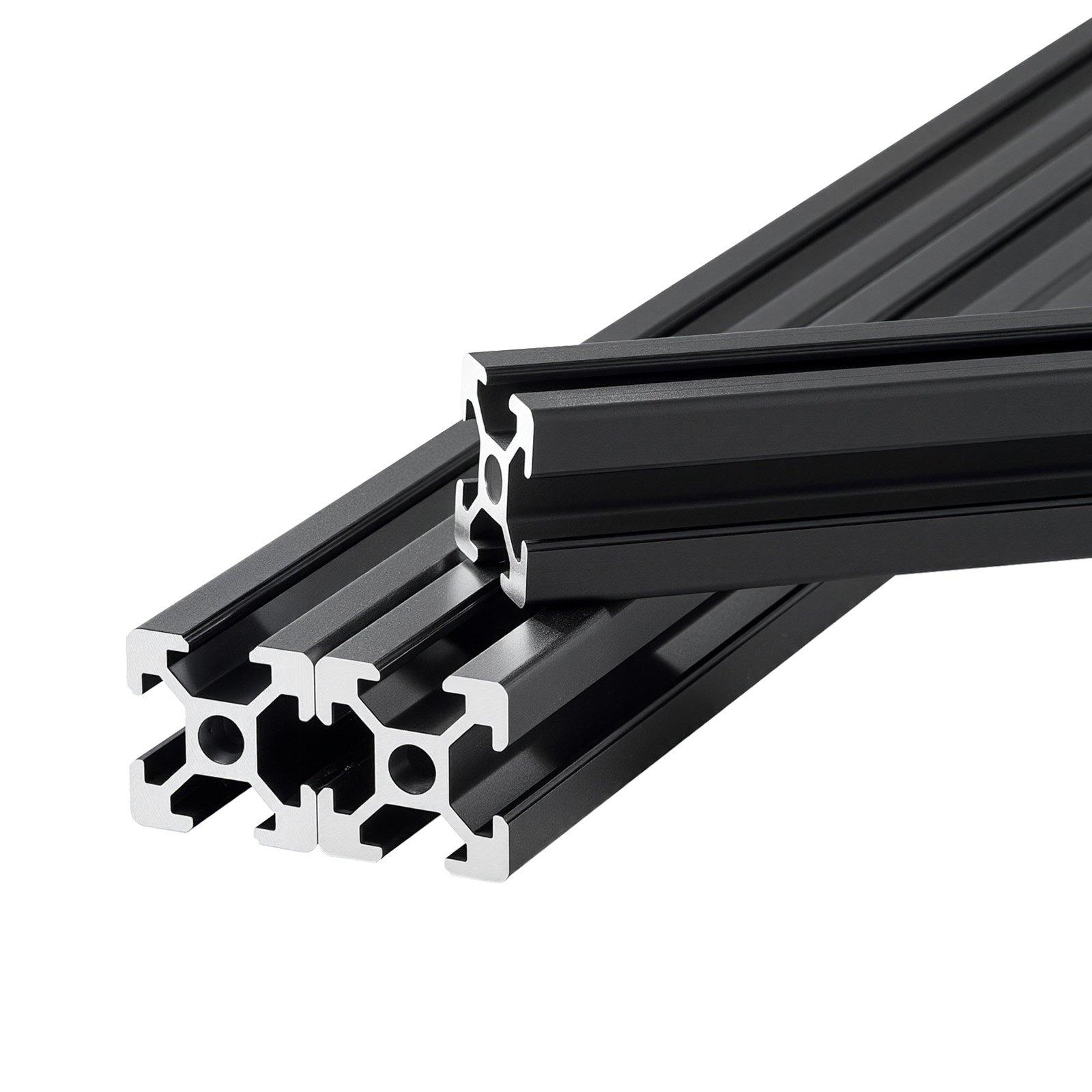 【FathersDayGift】 VEVOR 10PCS 2020 Aluminum Extrusion Profile, 23.62 Inch 600 mm, T Slot European Standard Anodized Linear Rail, High-Strength Extruded Aluminum Rail, for 3D Printer Parts and CNC DIY Workbench, Black