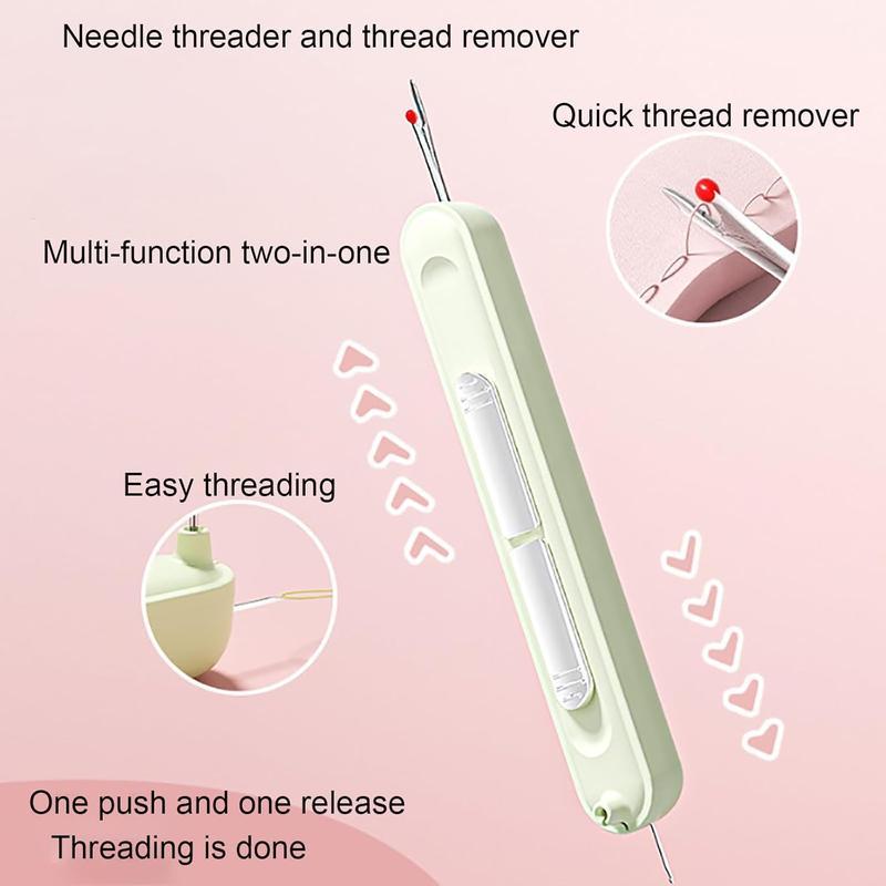 2PCS Multi-Function Needle Threader & Thread Remover Sewing Tools - Compact Set with Thread Checker, Hand Sewing Supply for Elderly Household Use
