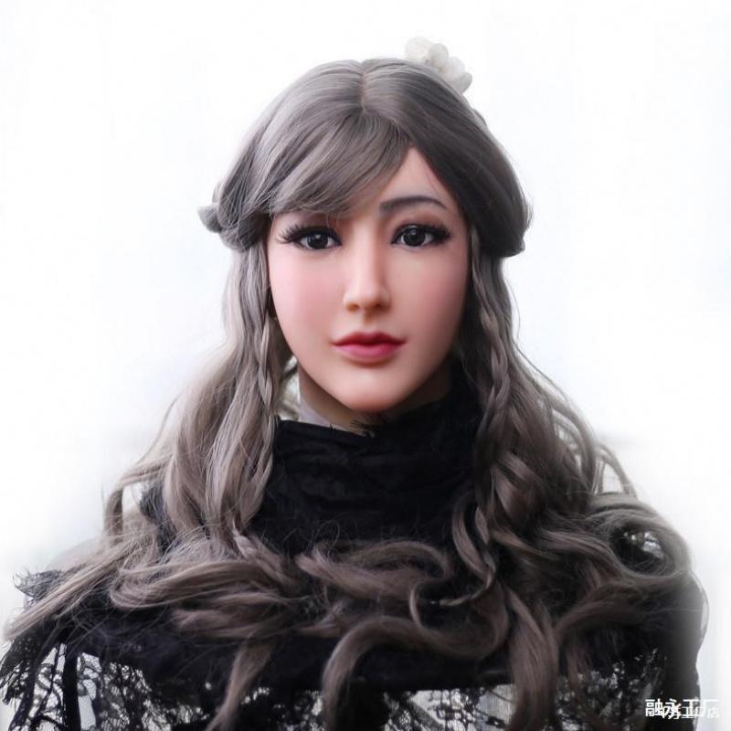 Full-face silicone mask for adults, realistic female facial hood, lifelike human mask, crossdressing, male-to-female transformation, cosplay makeup