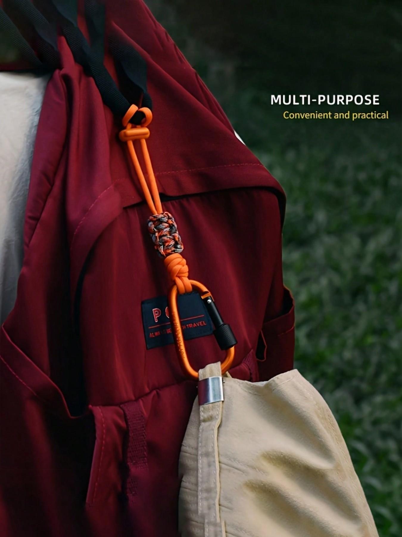 Multifunctional Outdoor Camping Accessory, Durable Braided Rope Keychain With Anti-Loss Strap And Water Bottle Hook, Rope Carabiner, Multi-Functional Hiking Backpack Buckle, Portable Water Bottle Lanyard For Hiking, Camping, Cycling, Beach, Etc