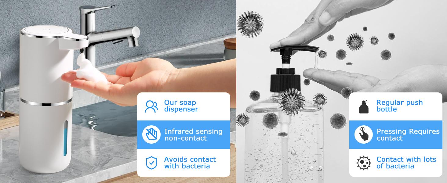 Automatic Foaming Soap Dispenser Touchless USB Rechargeable Electric Wall Mounted 4 Levels Adjustable Foam Pump for Bathroom Kitchen Dish Soap Leak Proof White Perfect Gift for Home