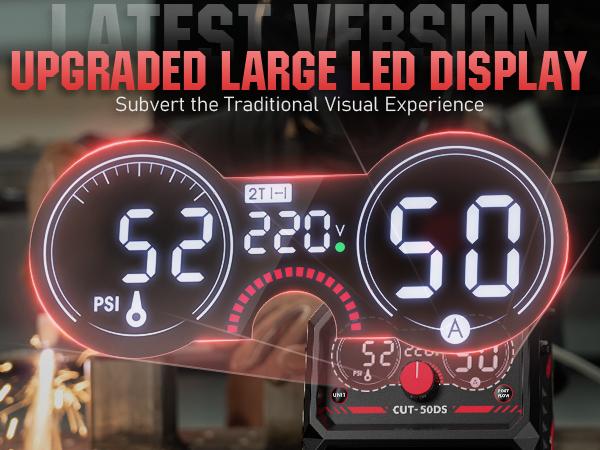 YESWELDER CUT-50DS 50Amp 110/220V Plasma Cutter, Digital Display Air Power Plasma Cutting Machine - 2T/4T and 16/25" Max Cut