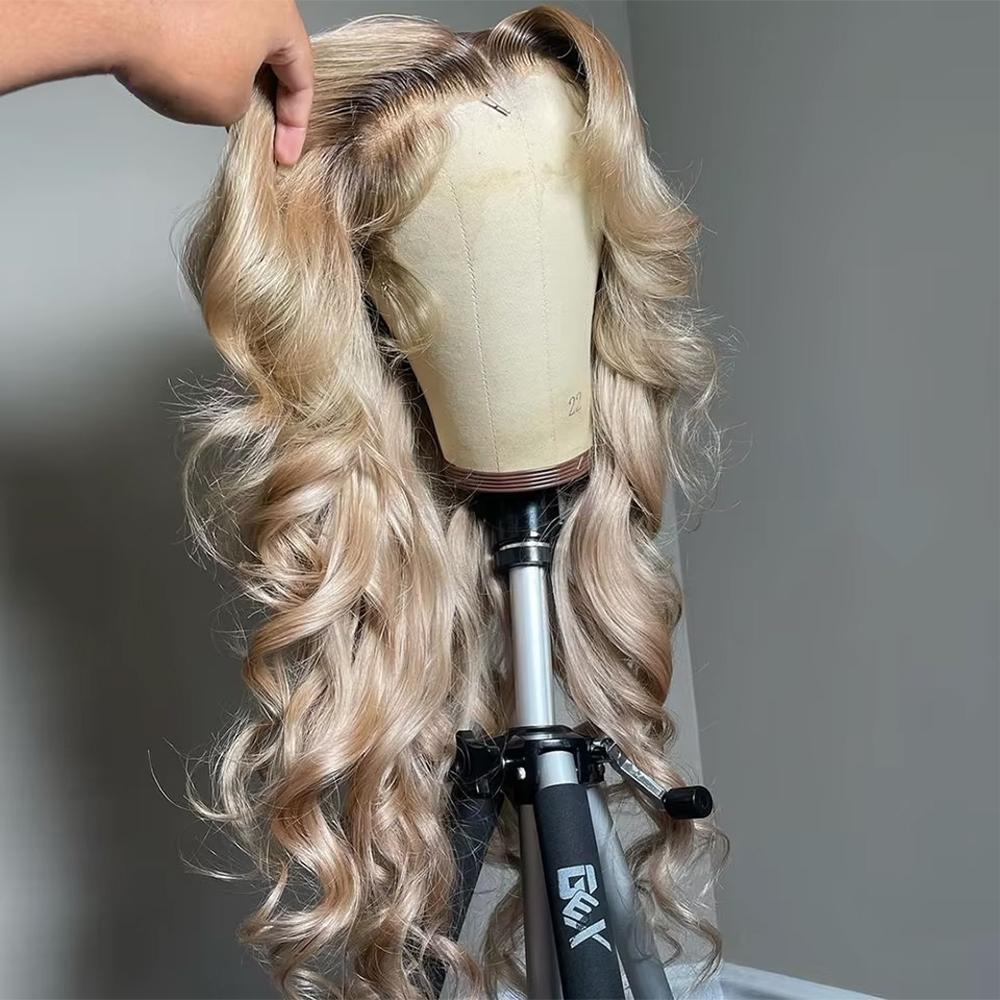 13x6 Ombre Highlight Ash Blonde Lace Front Wigs Human Hair 180% Density Ash Blonde Body Wave Lace Frontal Wigs For Black Women 13x6 Lace Front Wig Pre Plucked With Baby Hair SpringStatements