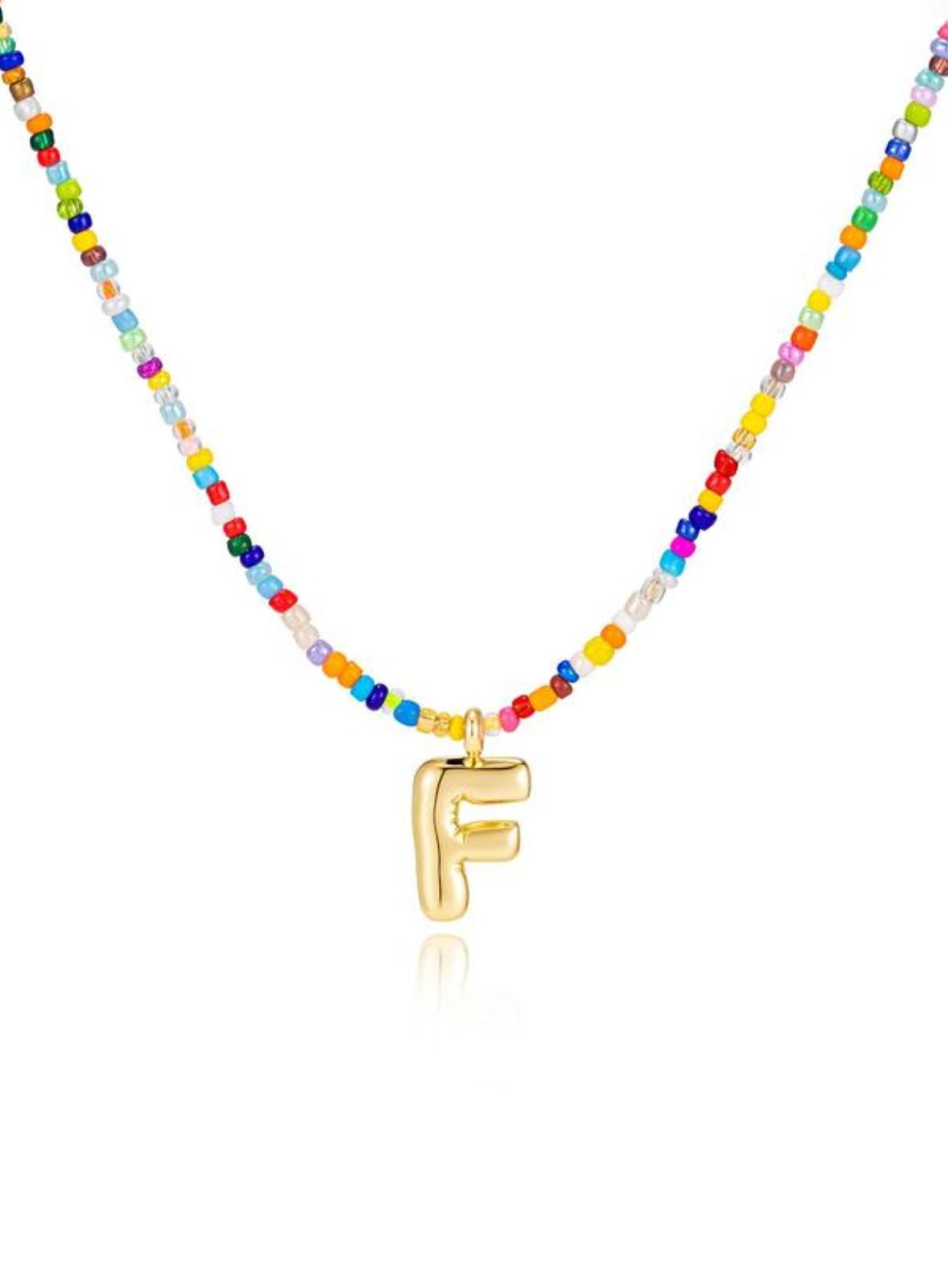 Initial Letter Pendant Beaded Necklace, Fashionable Colorful Beaded Necklace for Women & Girls, Trendy All-match & Exquisite Jewelry for Birthday Gift, Necklace for Daughter