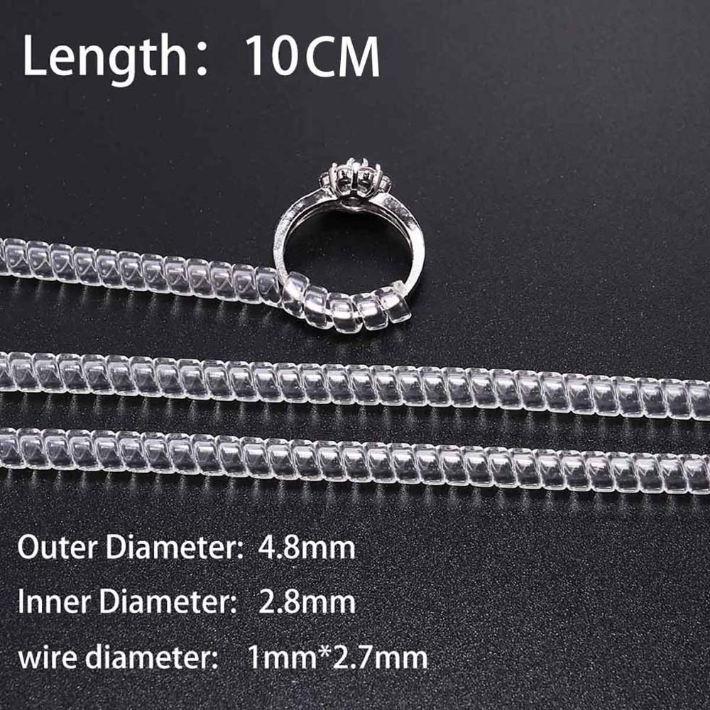 4pcs/lot Transparent Spiral Based Ring Tools Spring Coil Ring Size Adjuster Guard Tightener Reducer Resizing Tool For Jewelry