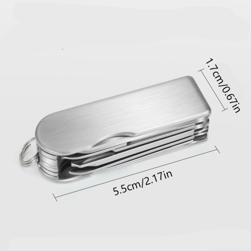 Mini Multifunctional Tool Set with Keychain, Portable Stainless Steel Folding Nail Clippers, Screwdriver, Scissors for Outdoor Camping and Daily Use