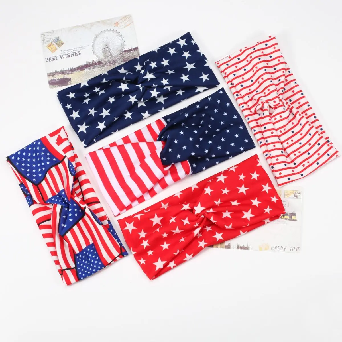 2026 New American Flag Bow Embroidery Adjustable Headband - Elastic Fabric Unisex Athletic Headband for 4th of July Independence Day Parties, Fitness, Adjustable Headbands, American Flag Headbands