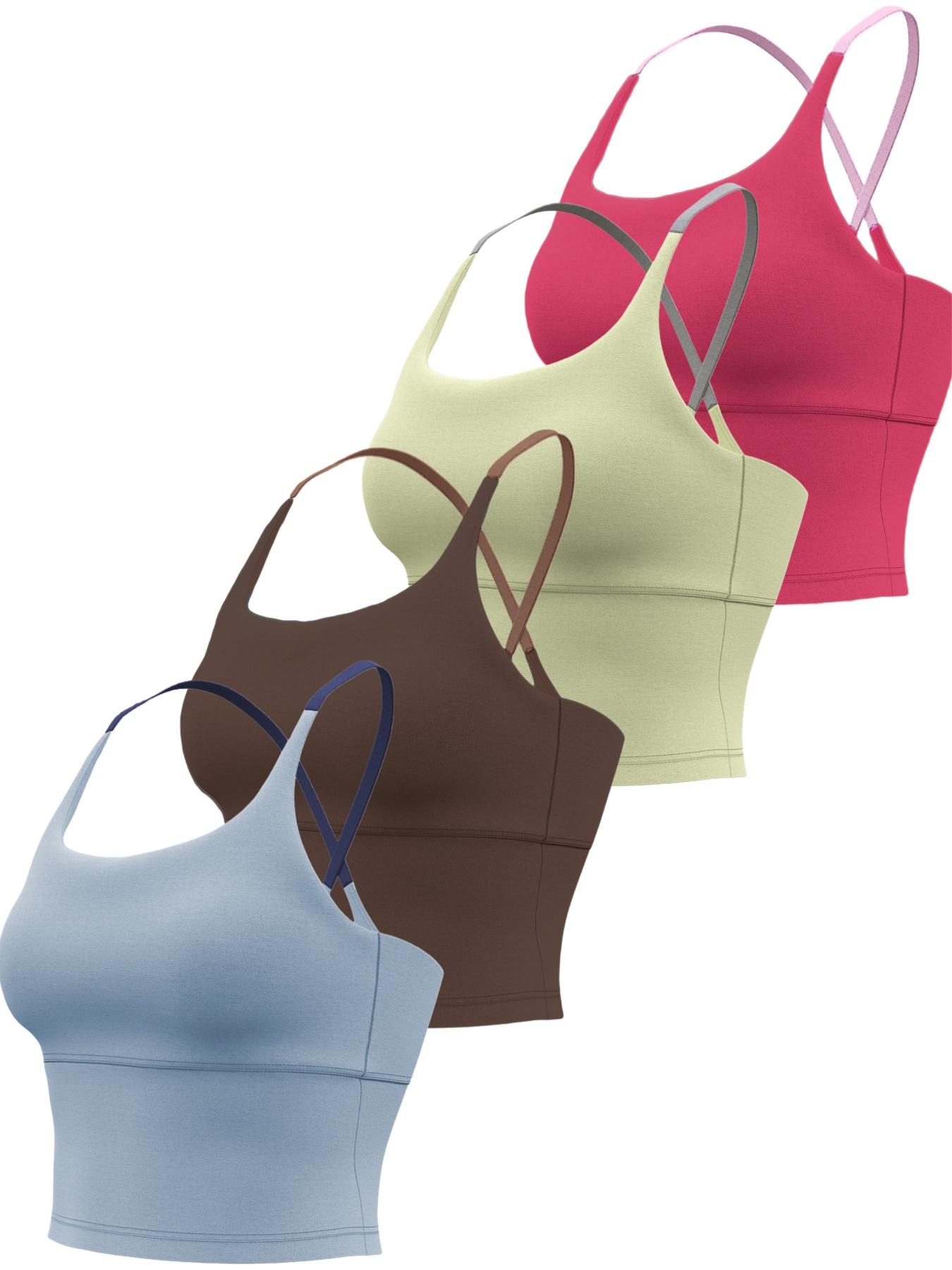 Women's Slim-Fitting Sports Top with Fixed Padding, Elastic Yoga Tank, Gym Yoga Tops, Athletic Tops, Color Block Design, Ideal for Fitness and All Seasons
