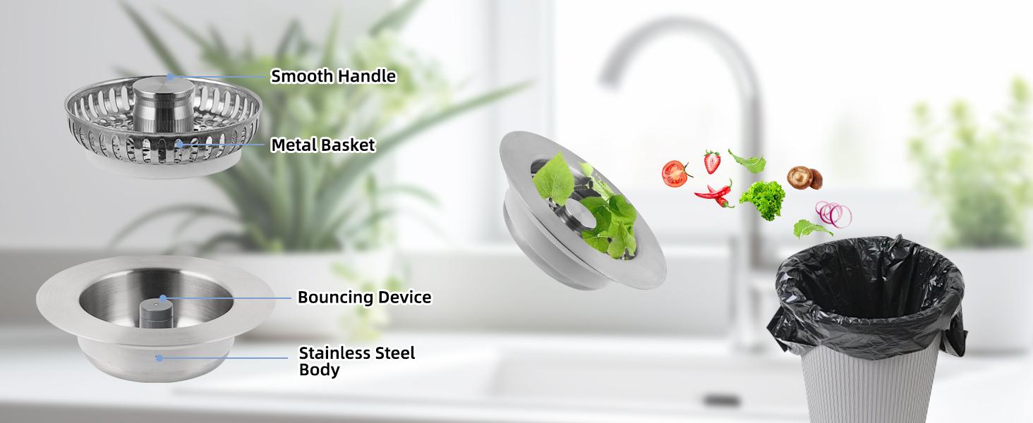 Hibbent Upgraded 3 in 1 Kitchen Sink Drain Strainer, Stainless Steel Pop Up Sink Stopper, Larger Anti-Clogging Basket, 3-Layer Seal, Detachable Drain Plug for US Standard 3-1/2" Drain, Matte Black,summervibes,campingessentials,campinggear,home essentials Hibbent Upgraded 3 in 1 Kitchen Sink Drain Strainer, Stainless Steel Pop Up Sink Stopper, Larger Anti-Clogging Basket, 3-Layer Seal, Detachable Drain Plug for US Standard 3-1/2" Drain, Matte Black,summervibes,campingessentials,campinggear,home essentials