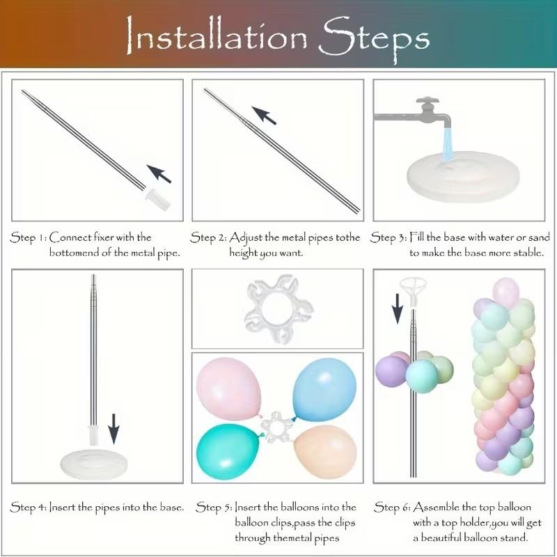 1/2/4 Set Balloon Column Stand Kit For Floor Set Balloon Arch Stands, Height Adjustable Balloon Tower Pillar With Bases Reusable Metal Telescopic Design For Graduation, Wedding, BabyShower, Birthday Party Decoration