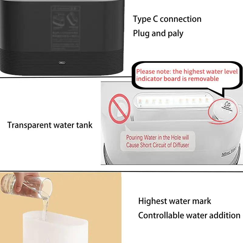 Portable Simulated Flame Air Aroma Diffuser, 7-Color Flame Noiseless Essential Oil Diffuser with Auto-Off Protection, Aromatherapy for Home, USB-Powered Desktop Room Humidifier and Fragrance Machine
