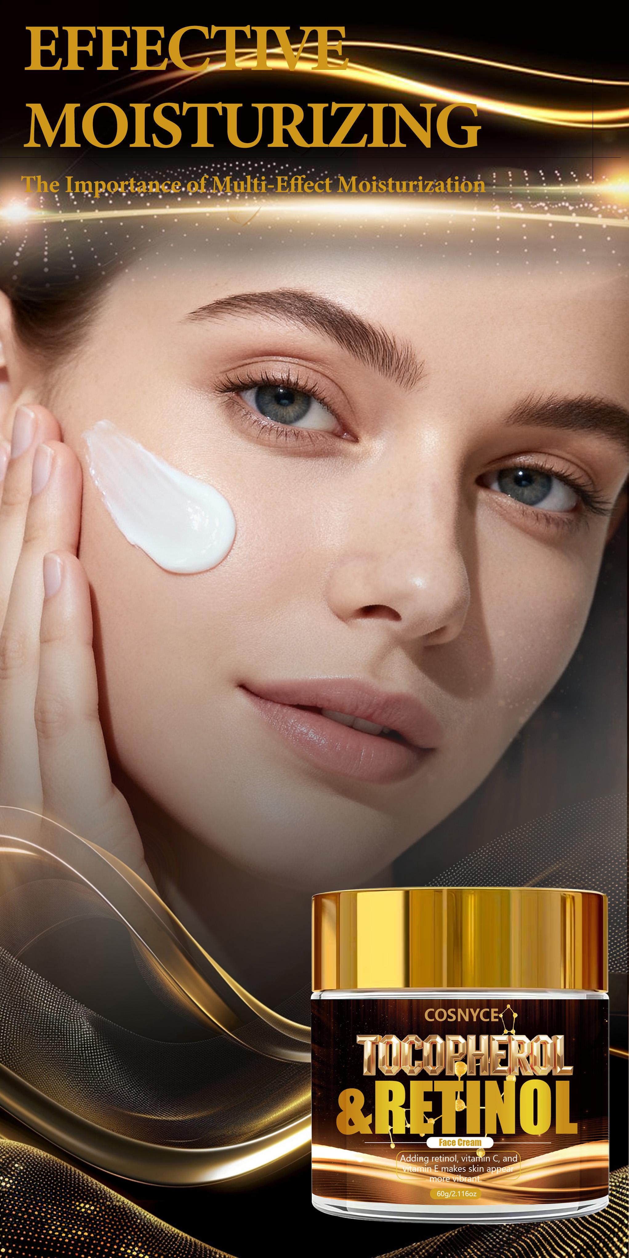 60g Retinol Cream with Vitamin E & C, Smooth Moisturizing, Alcohol-Free, No Fragrance, Non-Greasy, Easy Absorption, Suitable for All Skin Types