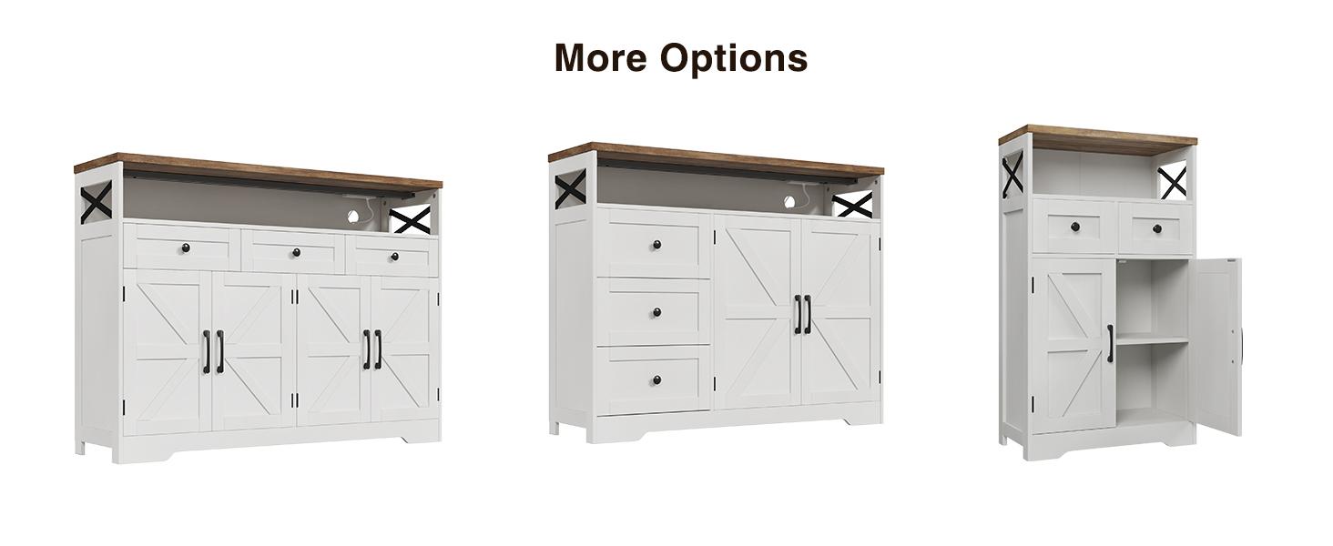 Vabches Farmhouse Buffet & Sideboard Cabinet with Storage - White Pantry Cabinet with Drawers, Wood Cupboard Hutch, Coffee Bar Station Table for Kitchen, Living Room & Dining Room Vabches Farmhouse Buffet & Sideboard Cabinet with Storage - White Pantry Cabinet with Drawers, Wood Cupboard Hutch, Coffee Bar Station Table for Kitchen, Living Room & Dining Room