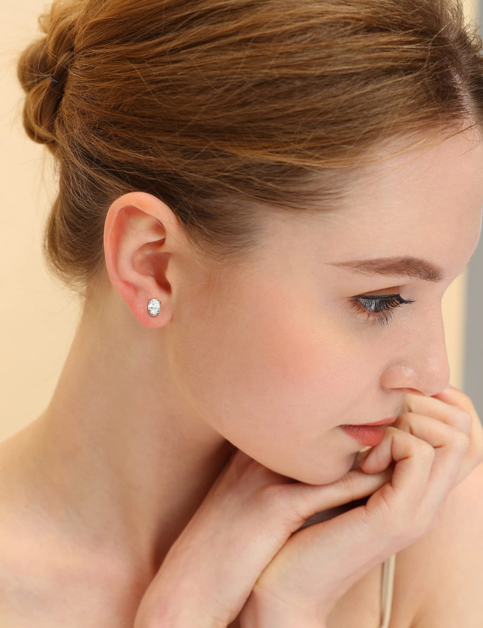 EAMTI 1 CT*2 Oval Cut 925 Sterling Silver Cubic Zirconia Stud Earrings for Women CZ Stud Small Cute Earrings Hypoallergenic EAMTI 1 CT*2 Oval Cut 925 Sterling Silver Cubic Zirconia Stud Earrings for Women CZ Stud Small Cute Earrings Hypoallergenic