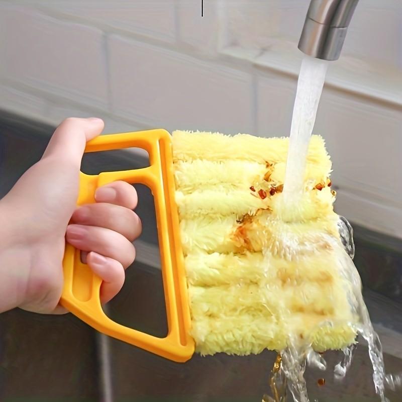 1pc Washable Microfiber Window Blind Cleaner Duster Tool - Handheld Shutter Brush for Fast Dust Removal - Air Conditioner Fin Cleaner & Vent Brush - Home Cleaning Supplies for Window Slats & Shutters