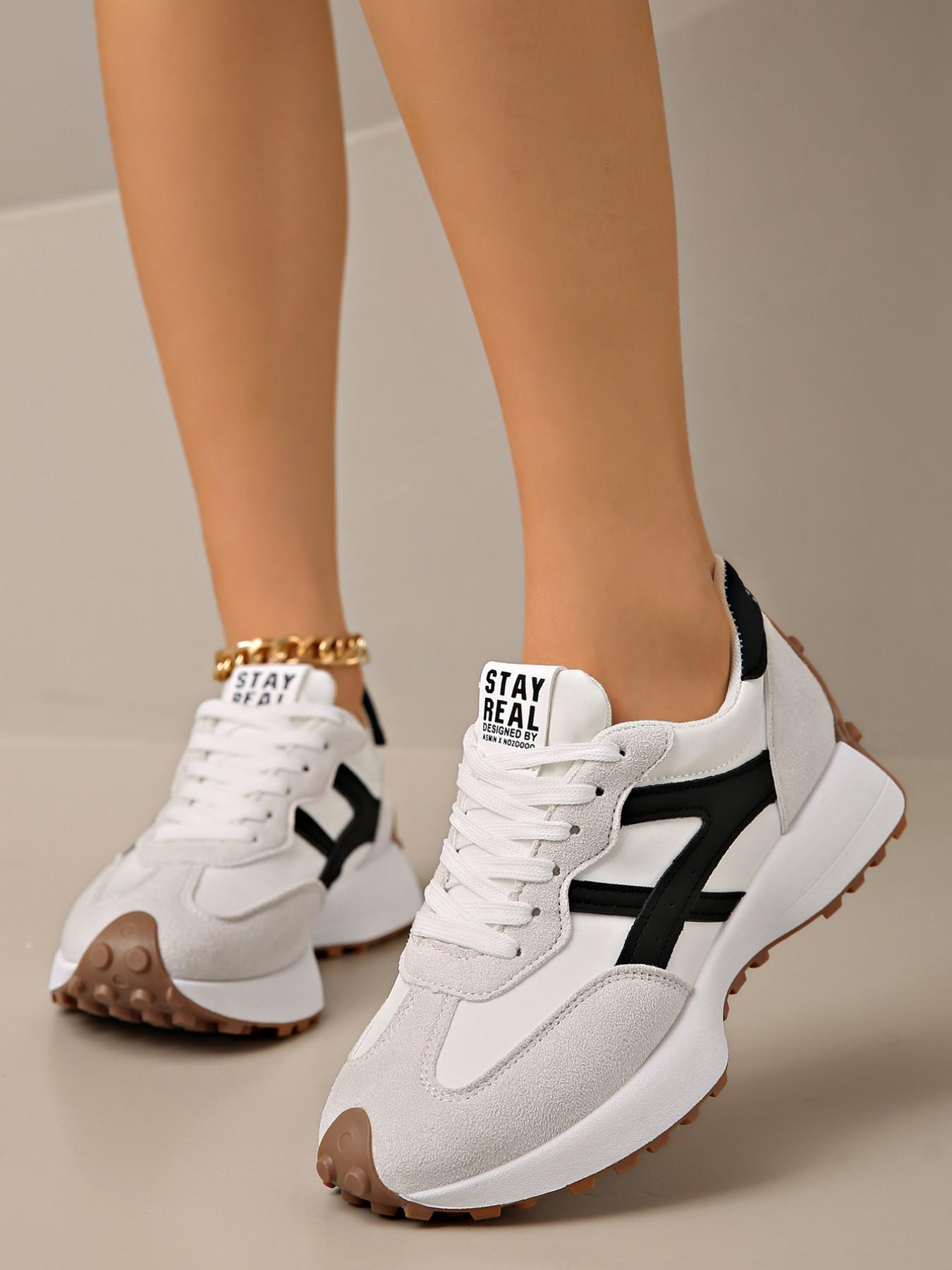 Women's Athletic Shoes Spring Autumn Elegant Fashion Classic Sneakers Style Casual Round Toe Low Top Lace-Up Thick Sole Breathable Outdoor Sneakers Thick Soled Sneakers