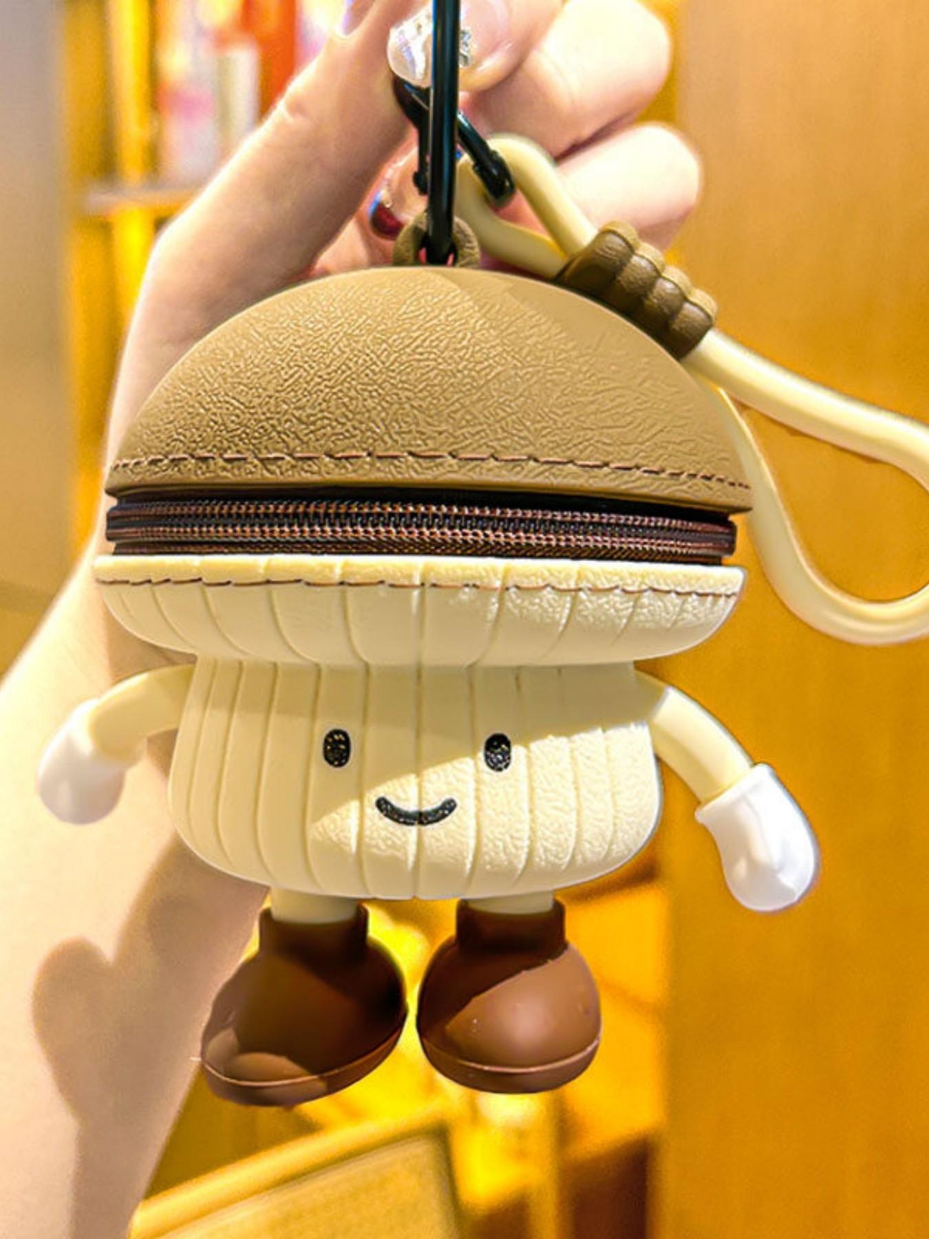 Cute Kawaii Cartoon Potato & Mushroom Mini Storage Pouch Keychain Multifunctional Zipper Coin Purse Key Ring Aesthetic Backpack Bag Charm Gift for Women Girls Kids
