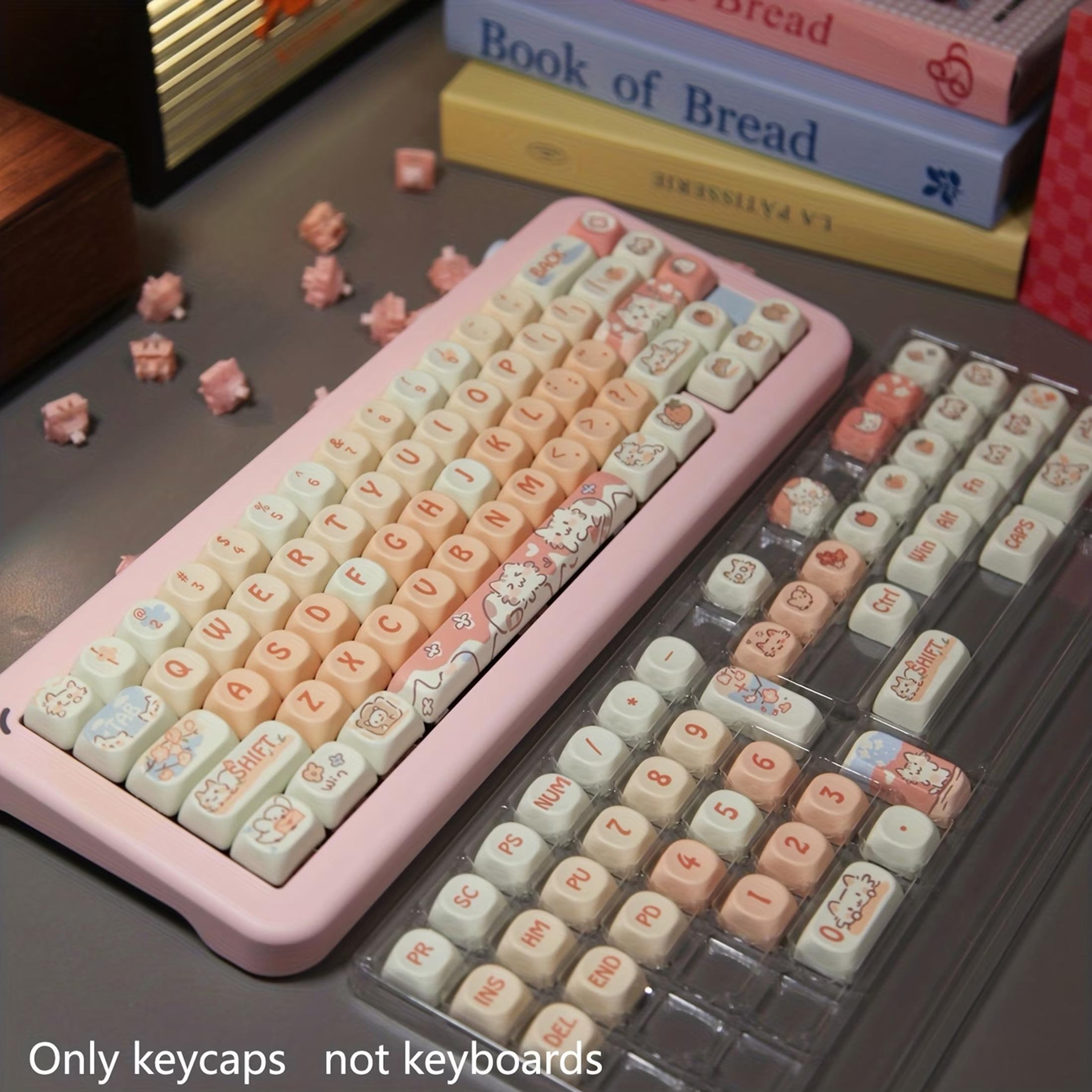 after shipment132-Key Strawberry & Cat Keycaps Compatible for MX Switch - PBT Mechanical Keyboard Keys with Cute Kawaii Girl Style, MOA Height Spherical Caps, Space (6.25U) - for gaming, Office, Gift for Women & Key Compatibility