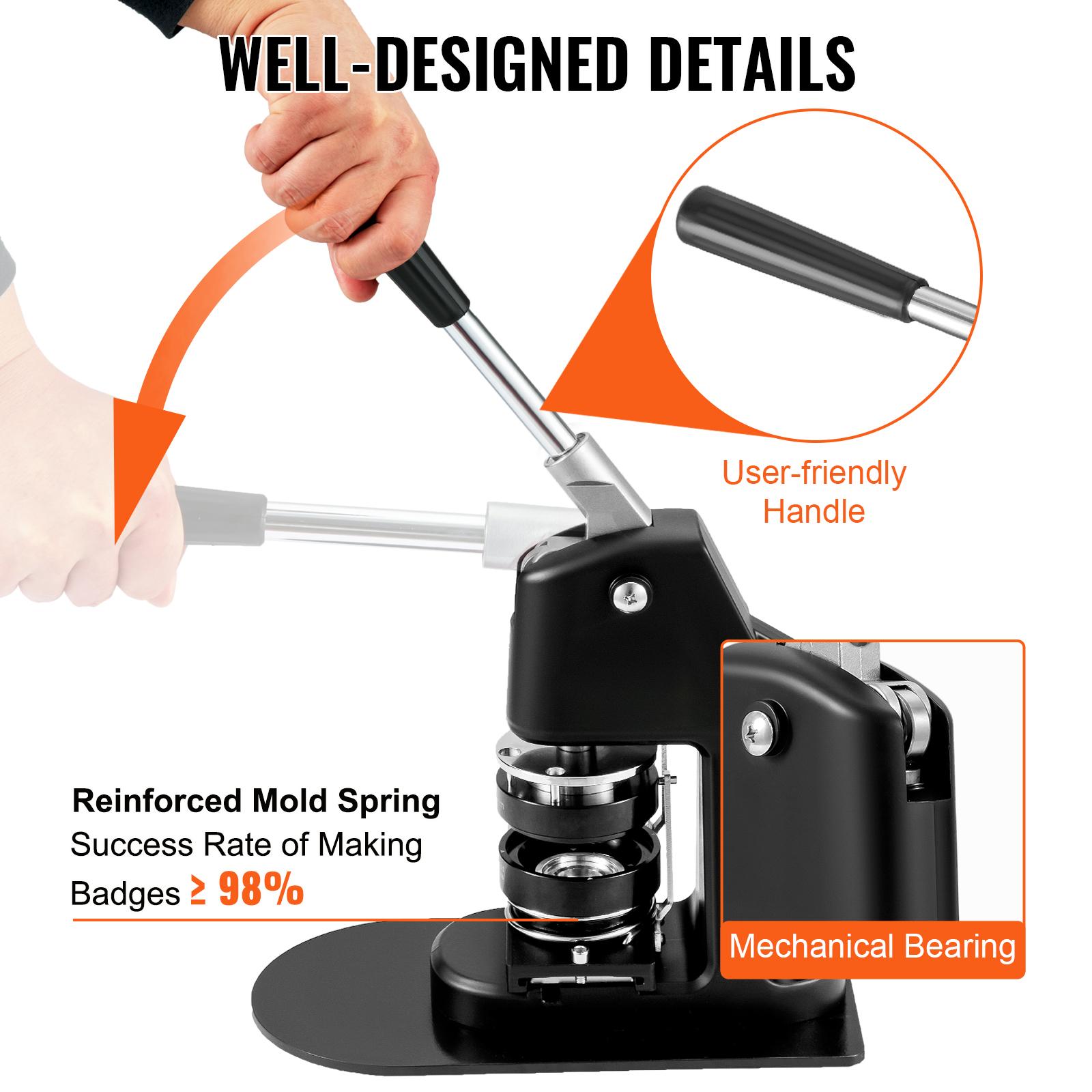 VEVOR Button Maker Machine, Multiple Sizes 1+2.25 Inch Badge Punch Press Kit, Children DIY Gifts Pin Maker, Button Making Supplies with 500pcs Button Parts Circle Cutter Magic Book