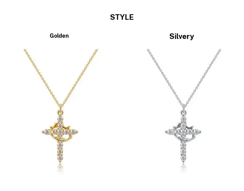 GGIRL Simple Crown Cross Pendant Choker Necklace for Women Men Girls Pretty Crown Cross Jewelry Gift for Daily Party Clothing Decor Trendy All match Exquisite Fashion Accessory Fashion Jewelry Gift for Holiday Haul Christmas Birthdays Anniversaries
