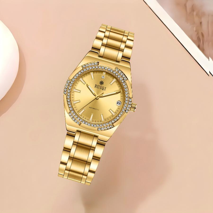 Women's Gold Watch Women Casual Business Quartz Stainless Steel Strap with Rhinestones Women's Watches fashion wrist watch Jewelry Beads watches for women