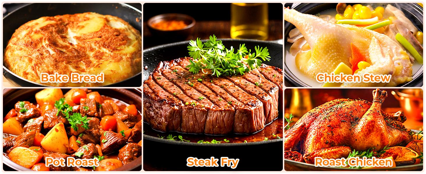 5.1-Quart Cast Iron Dutch Oven with Lid + 1.9-Quart Lid,Lid Doubles as Cast Iron Skillet with Silicone Handle Holders and Iron Stand,Versatile for Oven, Stove, BBQ, Grill, and Campfire Use, Ideal for Christmas