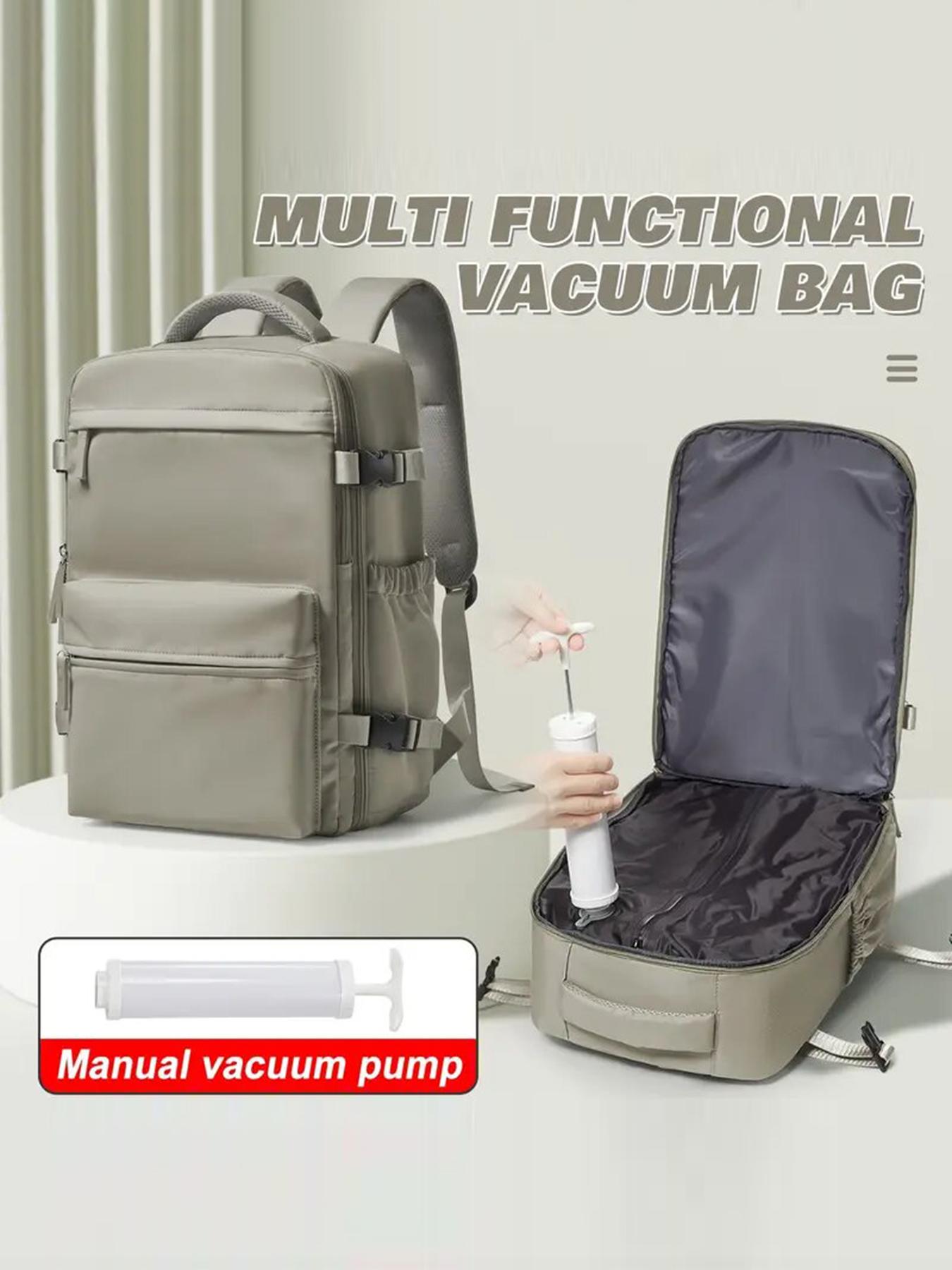 Commuting Vacuum Compressed Travel Work Backpack, Vacuum Compression Backpacks, Ryanair Boarding Ready, Large Capacity, Business Laptop, Women's Backpack with Air Pump