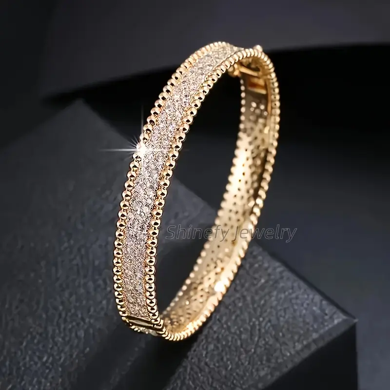 [Moissanite Bracelet] Moissanite Jewelry for Women: 18K Gold Plated 925 Sterling Hypoallergenic Bracelet with Dazzling Moissanite Stones, Elegant & Sexy Design for Wedding/Valentines/Christmas Gifts - Luxe Gift Box for Wife, Girlfriend, Mother, Christmas