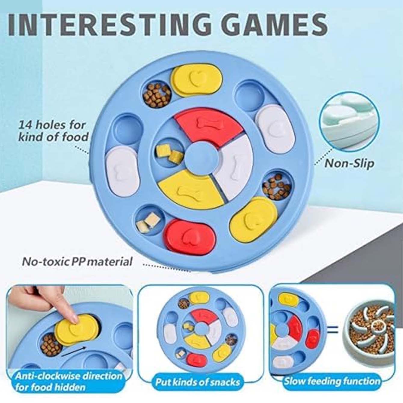 1 Turntable Dog Puzzle Treat Dispenser-Anti-slip Slow Feeder Sniffing Trainer, a Pet Boredom Reliever, Calming and Anxiety Alleviator. Suitable for dog foodfruit puree, and other foods. Featuring an easy-to-clean design, it helps raisepets scientifically