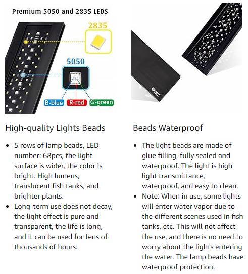 Hygger HG018 Clip On Full Spectrum Aquarium LED Light Day-Night Dual Timer Sunrise-Dusk-Moon Fish Tank Light Adjustable Timer 9 Colors for Planted Tank