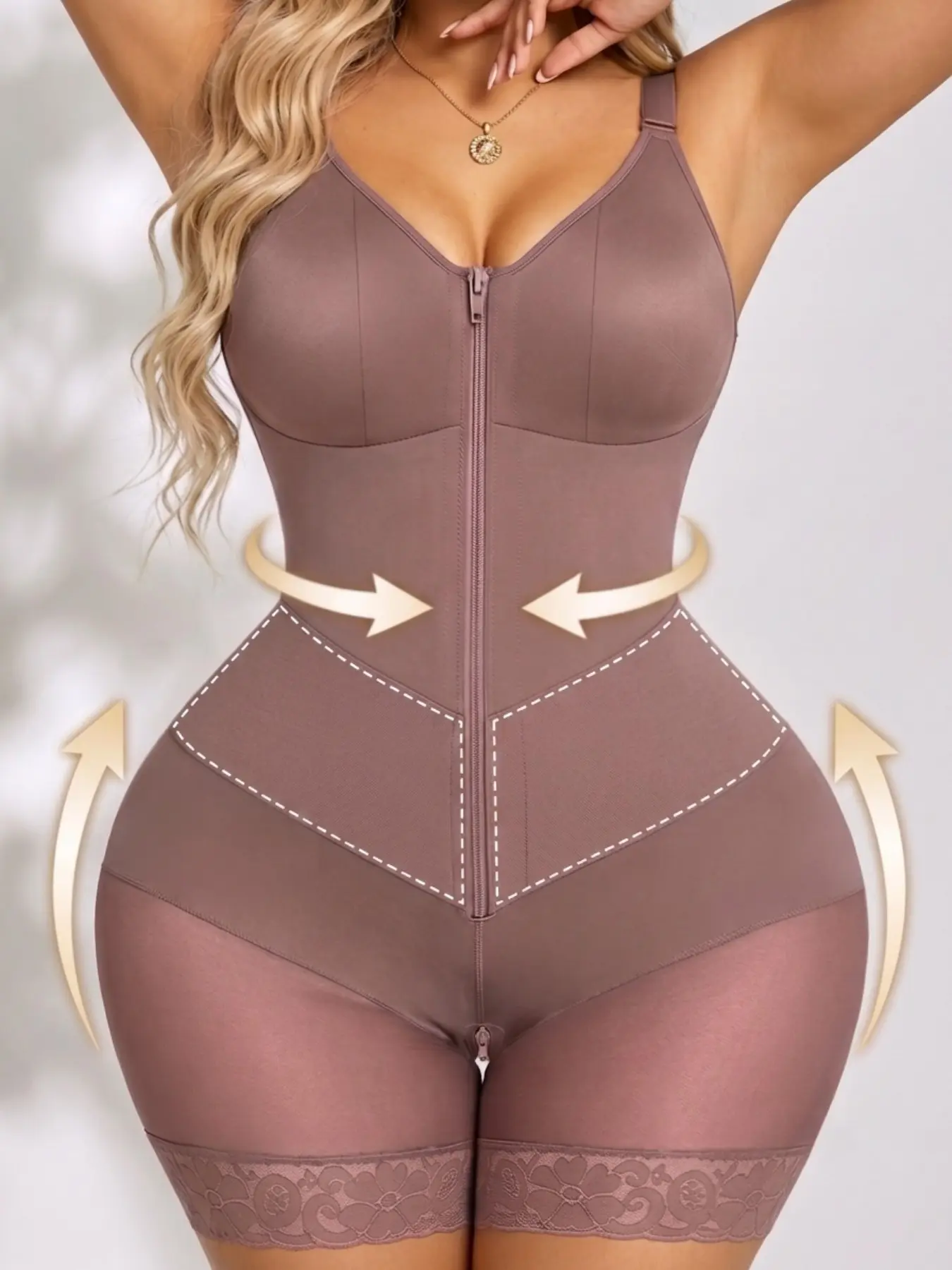 Women's Waist-Cinching and Butt-Lifting Bodysuit, Bodysuit Waist Cincher, Fajas, V-Belt Soft Double Compression Body Shaper, Colombian Shapewear, Breathable Comfort Shapewear with Adjustable Shoulder Straps for Daily Wear, Gym & Yoga