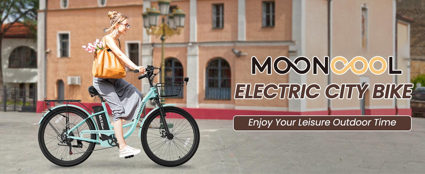 MOONCOOL Electric Bike for Adults, 700W Peak Power City Cruiser Ebike, 40 Miles 20MPH Electric Bicycle with 36V 10.4Ah Removable Battery, 7-Speed and Shock Absorber Electric Commuter Bike MOONCOOL Electric Bike for Adults, 700W Peak Power City Cruiser Ebike, 40 Miles 20MPH Electric Bicycle with 36V 10.4Ah Removable Battery, 7-Speed and Shock Absorber Electric Commuter Bike