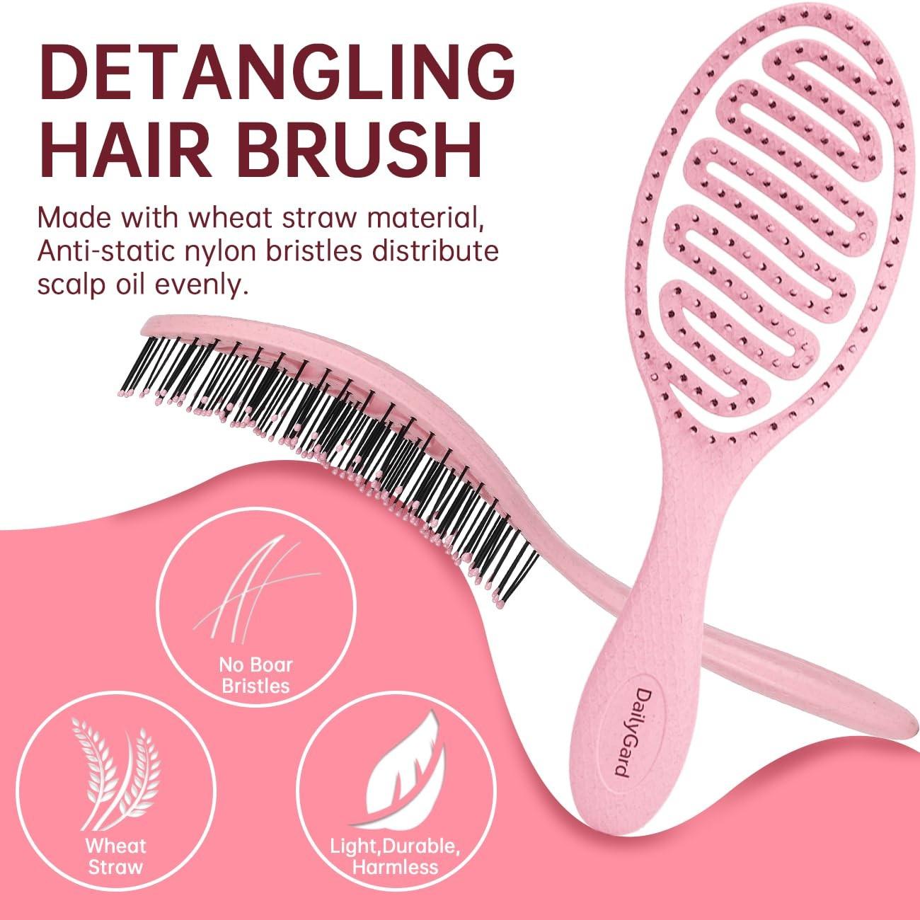 Ventilated Detangling Hair Comb with Random Section Clips, Ideal for Wet/dry Hair, Curl/wave/strand Types, Anti-Knot, Blowout, Scalp Massage