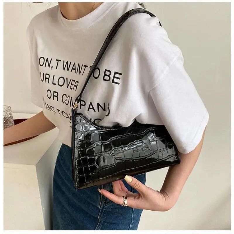 Women's Synthetic PU Leather Small Underarm Bag - Alligator Pattern Fashion Armpit Messenger Bag