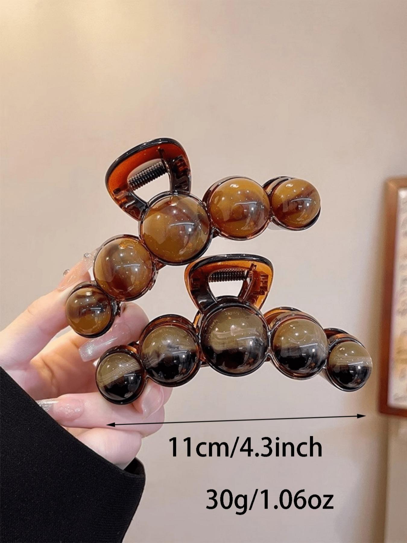 1pc Fashion Pearl Large Simple Elegant Acrylic Hair Claw Hairpin, Suitable For Party, Commute, Outfit Matching, Hair Accessories, Claw Clips