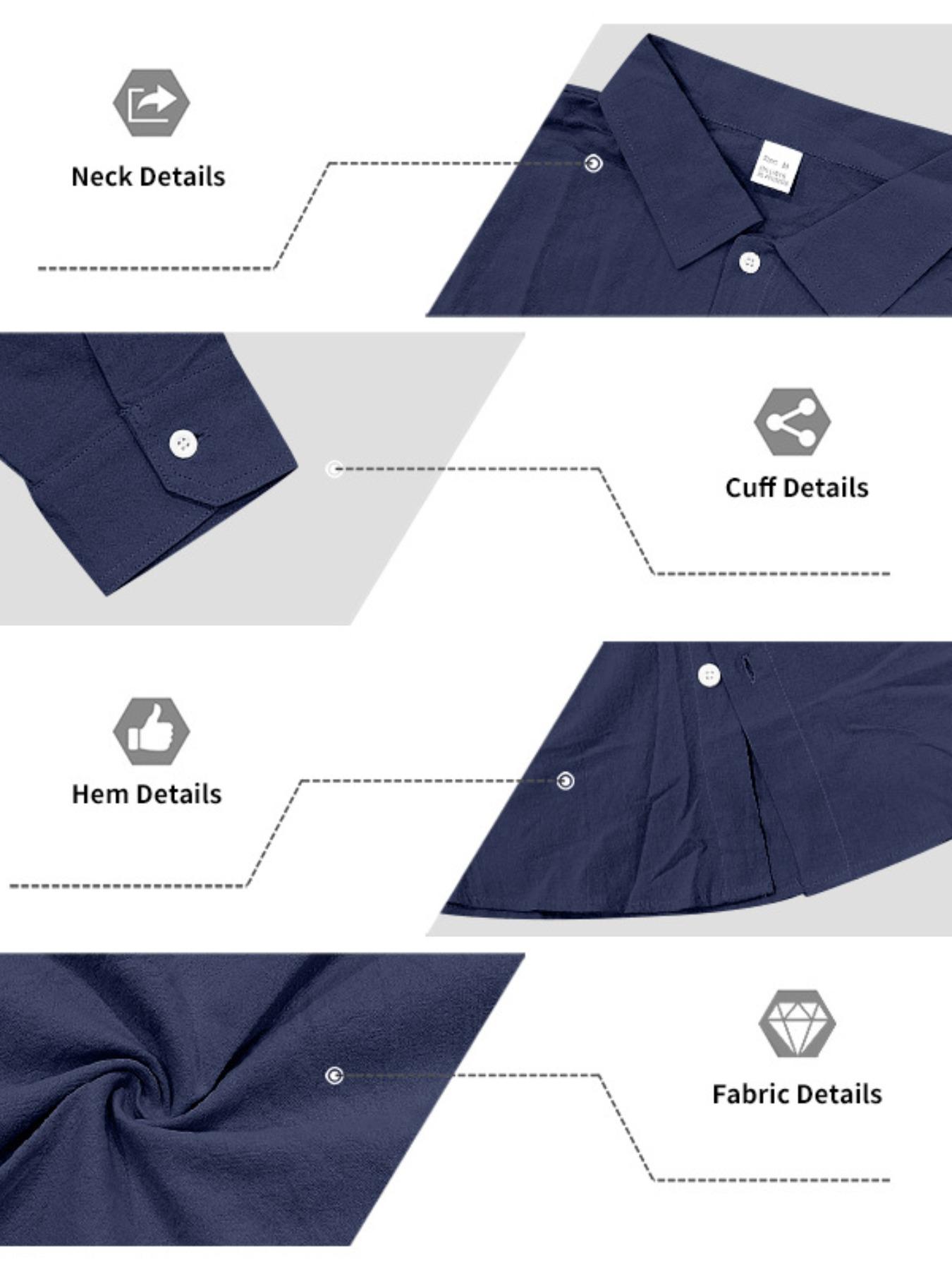 Men's Loose-Fit Linen Collared Shirt, Casual Long Sleeve Button-Down Top, Breathable Woven Fabric, Spring & Fall Fashion, Ideal for Beach Vacation