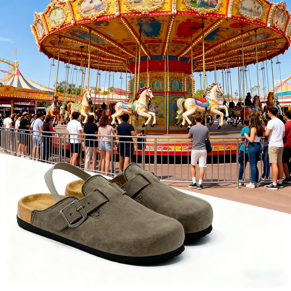 Lumubby Kids Suede Clogs Toddler Clogs Boys Girls Sandals Cork Footbed Indoor Outdoor Cute Sandals Classic Adjustable Shoes Round Toe Anti Slip Soft Footwear Comfortable & Fashionable