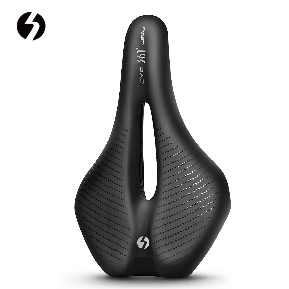 361 ° Comfort Bike Saddle, Breathable Padded Bicycle Seat with Central Cutout, Water-Resistant PU Leather and Steel Rails