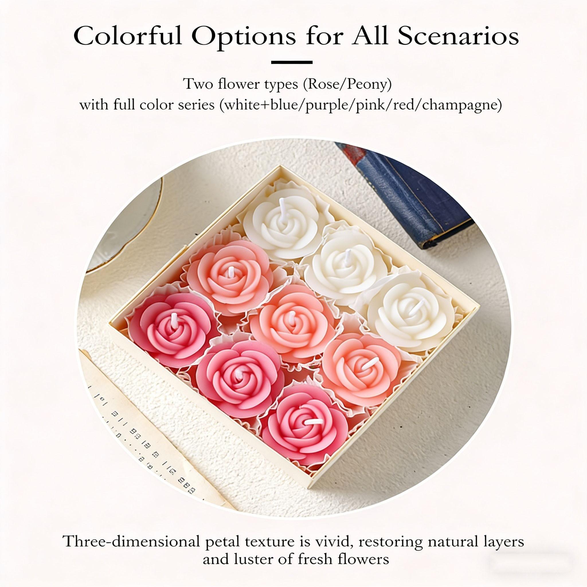 9-Pack Rose Aromatherapy Candles, Romantic Scents for Home & Parties, Relaxing Spa, Birthday Decor, Wedding Gifts, Gradual Scented Design