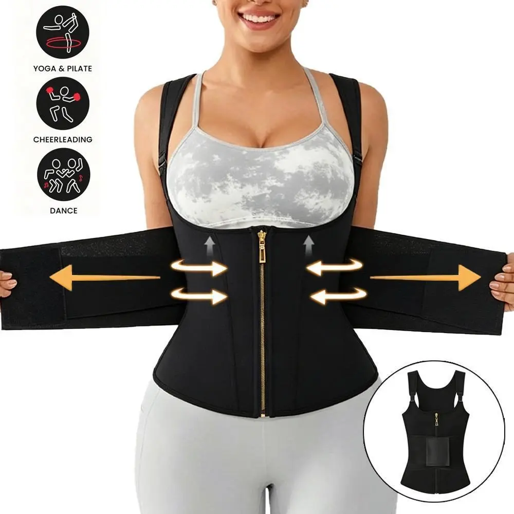 Women's Compression Waist Trainer Vest, Tummy Control Shapewear with Zipper & Hooks for Postpartum Workout & Everyday Style Womenswear Belt Outfits Basic
