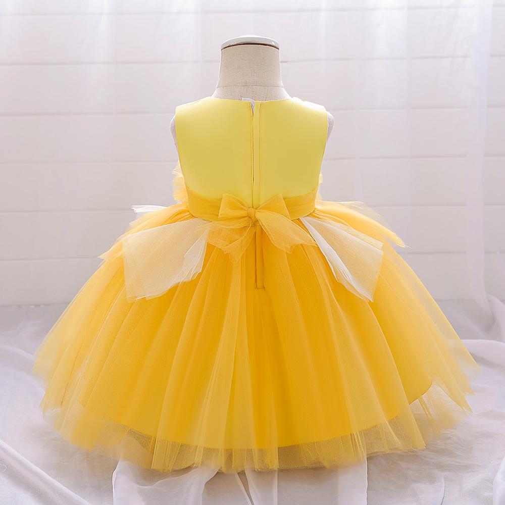 Baby Girl Clothes Infant Christening Cocktail Toddler Baptism Pageant Birthday Party Floral Patchwork Mesh Ball Gown Princess Dress for all Season 12 Months to 3 Years