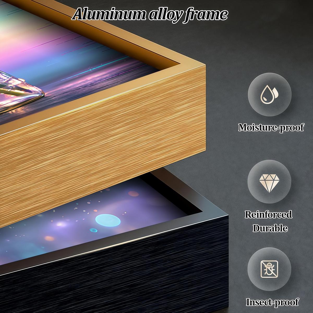 3 Counts Aluminum Alloy Framed Painting, Purple Irises And Glowing Heart Flower Art Pictures, Home Decoration For Living Room, Bedroom, Office, Restaurant, Hallway Wall Decor, Odorless Print Artwork, Luxury Perfect Gift For Friends And Family