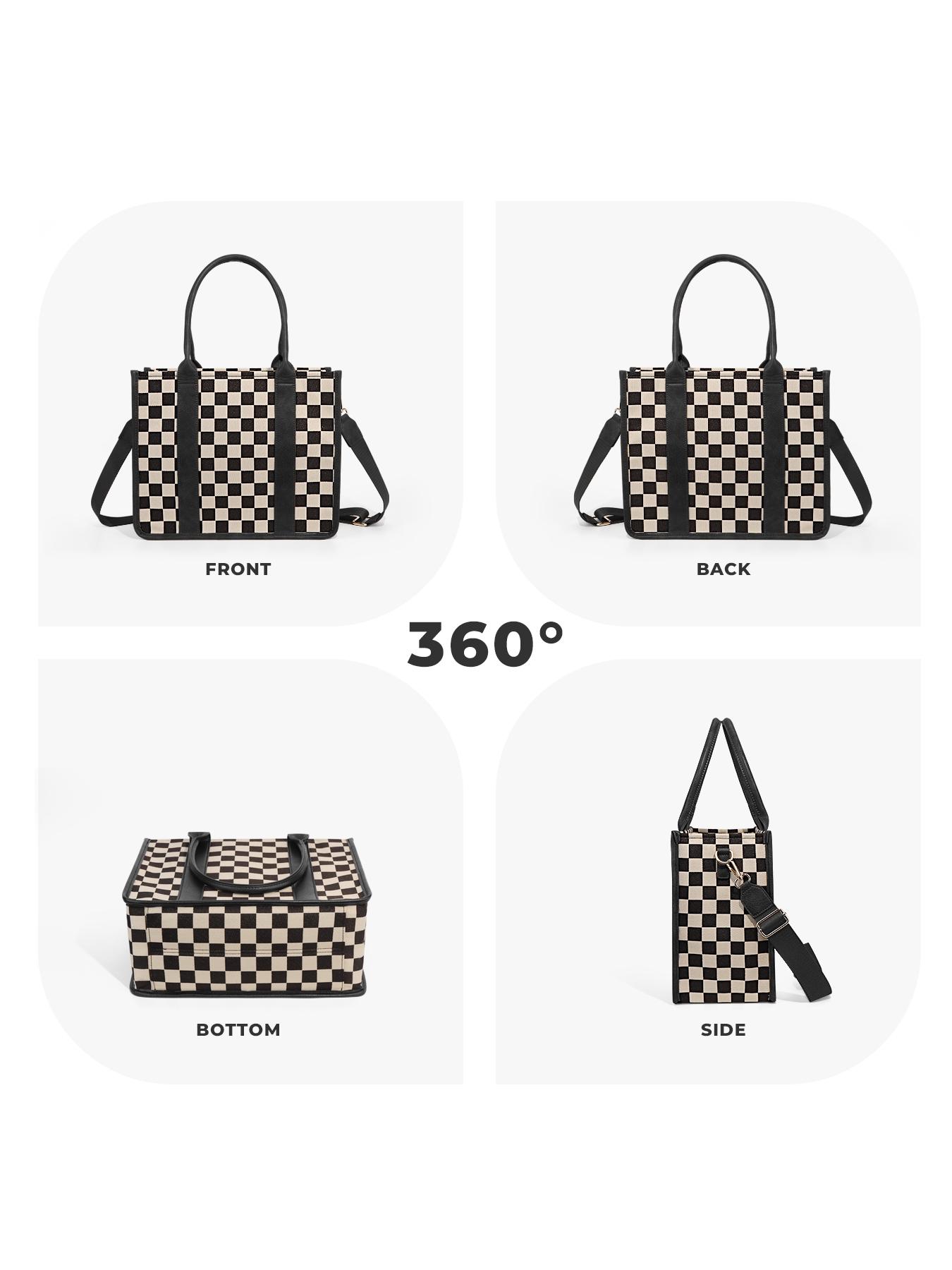 Large Women'S Casual Plaid Checkered Crossbody Shoulder Bag with Adjustable Detachable Strap, Large Capacity Fashion Tote Bag for Women, Versatile High-quality Daily Commuting Bag, Parties|Stylish Handbag Shoulder Bag