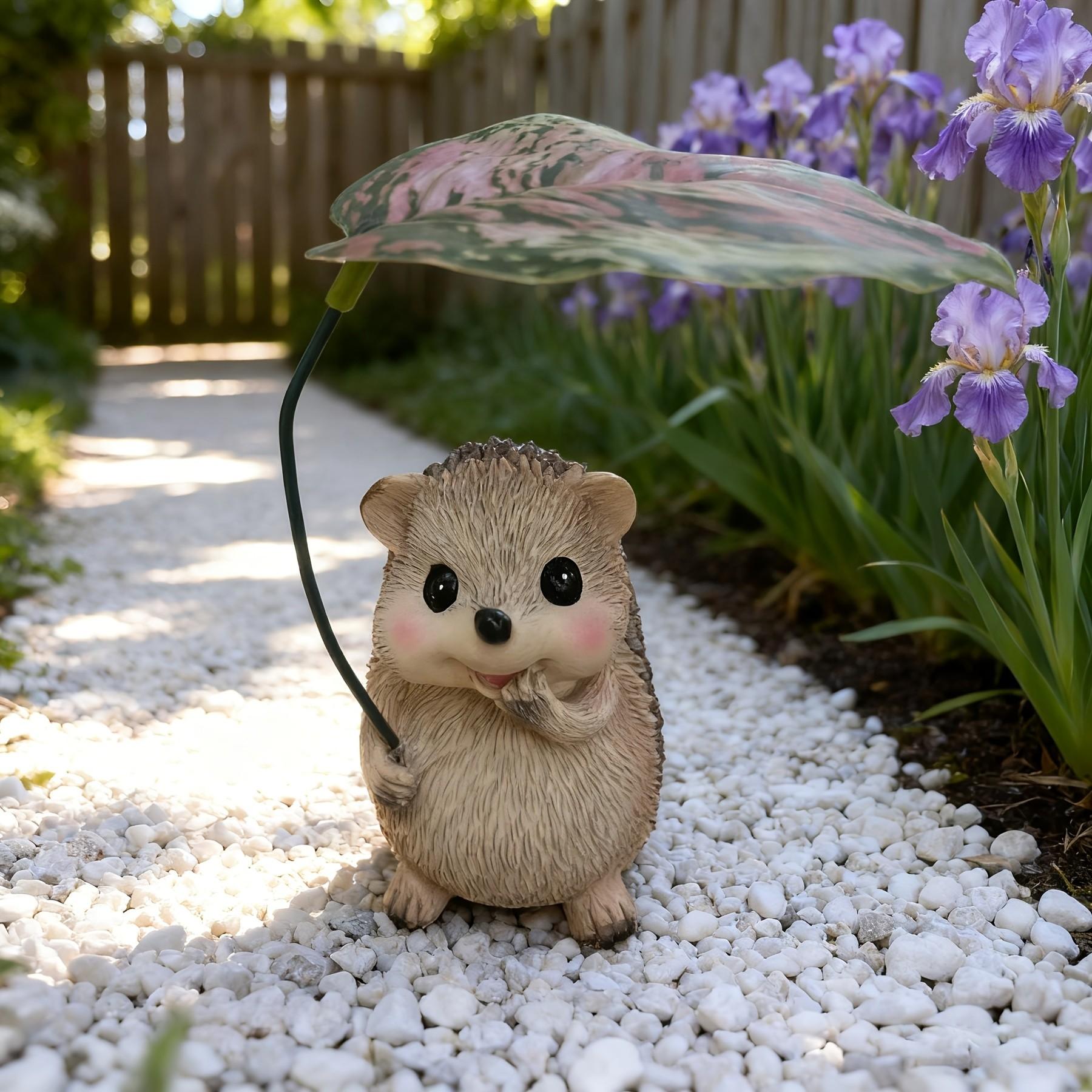 Resin Hedgehog Garden Statue – Weather-Resistant Outdoor Decor for Patio, Lawn or Bonsai, Charming Rustic Cottagecore Gift for Nature Lovers, Ideal Housewarming & Garden Accent