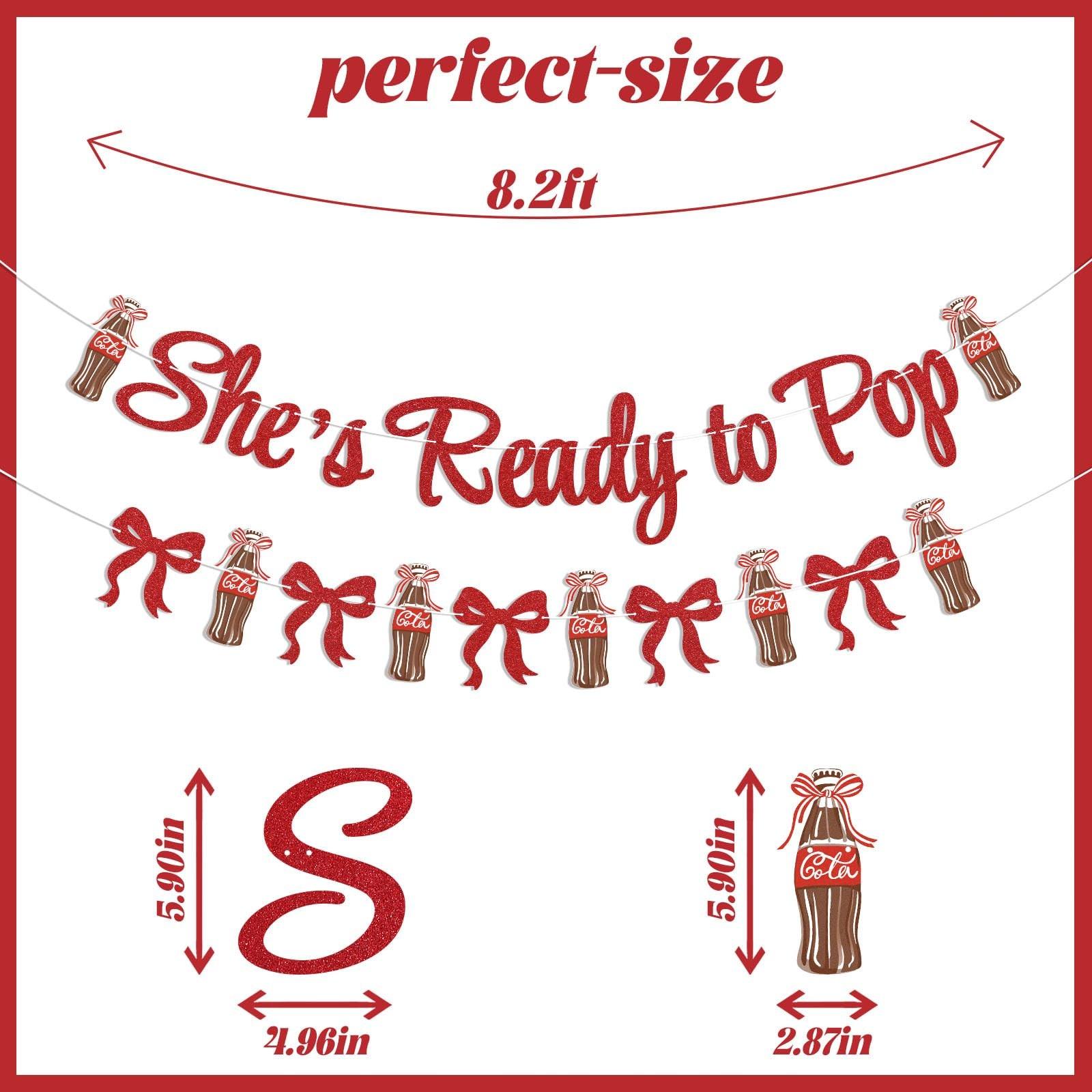 Retro Soda Fountain Baby Shower Decor, She's Ready to Pop Banner, Coquette Soda Theme, Gender Reveal Party Decorations, Glitter