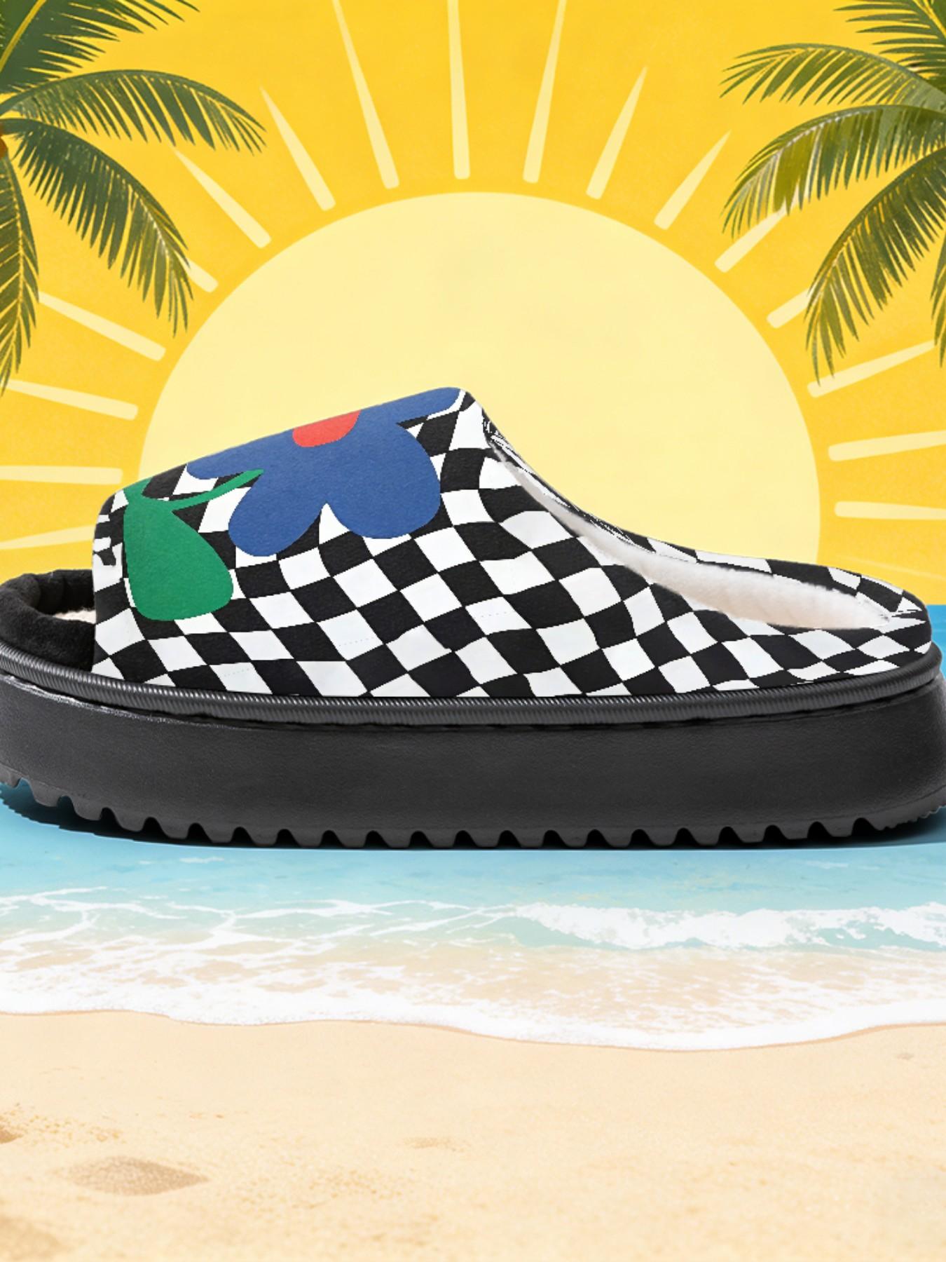 Blue Floral Unique Print Linen Open-Toe Sandals, Casual Textile Eva Sole, All-Season Less Than Ankle Height, Cartoon Pattern Design