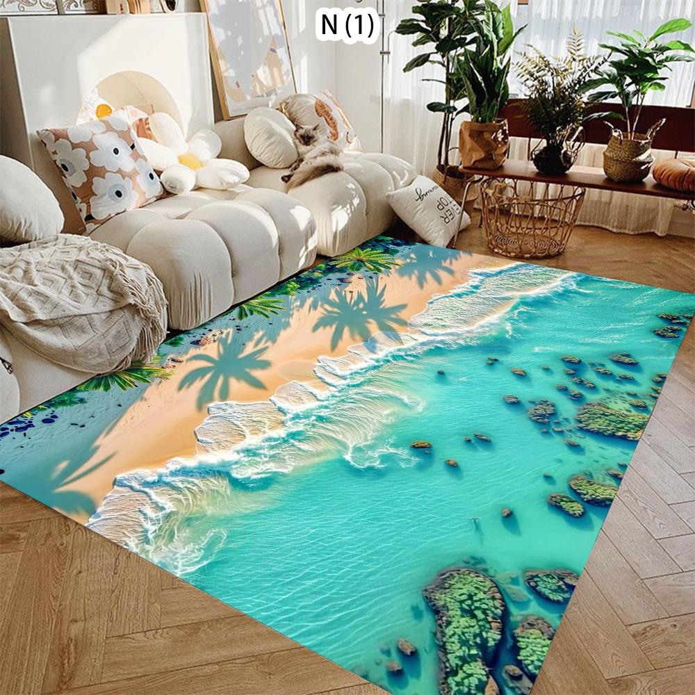 2D Beach Starfish Flannel Area Rug - Realistic Ocean Sandy Shore Print Soft Mat for Living Room & Bedroom, Non-Slip Coastal Home Decor #BeachStarfishRug #OceanSandyMat #CoastalHomeDecor #2DSeasideCarpet #NonSlipFlannelRug